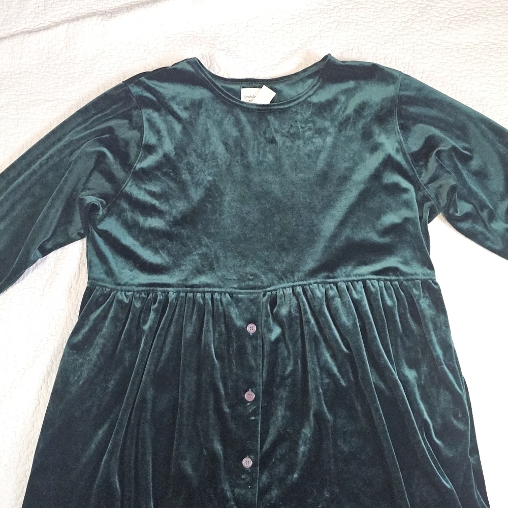 Vintage Amanda Stewart Leisurewear Forest Green Velvet Maxi Dress XL - Picture 3 of 5